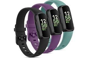 TOBFIT Pack 3 Straps for Fitbit Inspire 3 Strap for Women Men, Soft Silicone Replacement Strap Wristband Watchband Accessories