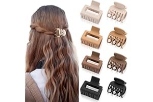 VivaSmile 8 PCS Small Hair Claw Clips for Women | Hair Clips and Rectangle Claw Clips | Perfect for Thin, Thick, and Curly Hairs with Square Claw Clip, Women's Brown Hairs Accessories