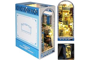 IXYHKB DIY Book Nook Kit, Puppenhäuser Miniatur Haus Kit, Book Nook Miniatur Puppenhaus Kit, 3D Miniature House Kit mit LED Light, DIY Buchstützen Modellbausätze für Erwachsene Bauen (Meeresbrise)