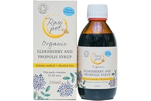 RAW POT Organic Elderberry & Propolis Syrup | 100% Pure Raw Bee Propolis Extract, Raw Honey & Elderberry Extract - Alcohol-Free | for Kids & Adults, (Up to 30 Servings - 250 ml)