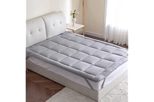 Threads For Bed® Atmungsaktiv Matratzen Topper Unterbett 180x200 aus Baumwolle Gewebe -Grau Washbare Matratenauflage für Komfort & Fernhalten von Schmutz Matratzenschoner für Matratzen & Boxspringbett