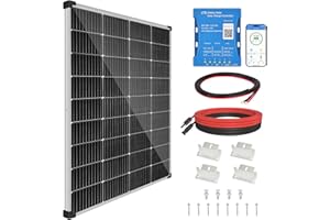 【180W Bluetooth&APP Solar Panel Kit】DERUXI 180 W Caravan Solar Panel Set 0.8kWh/Day Off-Grid for RV Boat Camping:180W 12V Solar Panels+20A Bluetooth Solar Charge Controller+4Pcs Solar Cable+Z-Bracket