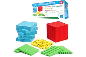 Simply Magic 131 PCS Foam Base Ten Blocks for Math - Place Value Blocks, Base 10 Math Manipulatives K-3, Math Counters, Number Blocks, Math Cubes, Kids Counting Blocks, Kindergarten 1st 2nd 3rd Grade