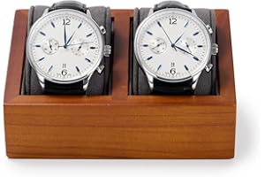 Oirlv Solid Wood Watch Stand Watch Holder with Cushion for Birthday Anniversary Christmas(Grey Double Watch Stand)