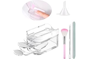 JIASHENG Dip Powder Tray System, Portable Dip Powder Nail Kit, Nail Dust Brush, Metal Cuticle Pusher and Nail File, Dipping Nail Art Manicure Tools for French Manicure and Home DIY, Clear