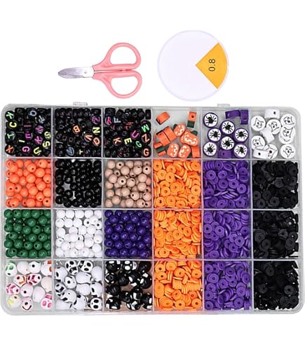 Perles En Bois Halloween Lot 200 Pièces - 15mm, Motifs Citrouille, Pour Bracelets, Déco Et Bricolage