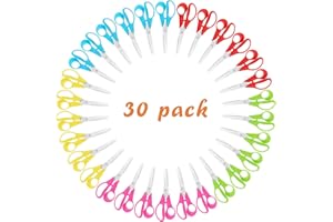 Uaugulft Forbici per bambini con lame a punta smussata in acciaio inossidabile e manico ergonomico, ideali per scuola e aule, colori multipli, 12,7 cm, confezione da 30