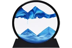 RCQD clessidra 3d sabbia paesaggio,paesaggio marino profondo a clessidra 3d,Pittura di Sabbia Che Scorre Display Decorazioni per la Casa e l'ufficio Giocattoli da Scrivania per Adulti (Blu, 7")