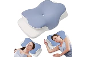 ‎MULISOFT MULISOFT Memory Foam Kissen, bequemes Kissen, stützendes Nackenkissen, ergonomisches Seitenschläferkissen (blau)