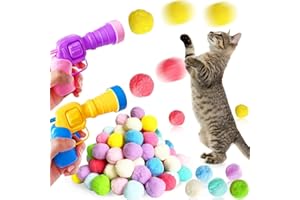 WACURRENTHYD Interactive Cat Toy Launcher Set – Ball Gun for Active Kittens, DIY Training Toys for Indoor Play, Includes 100 Pom-Poms & 3 Bouncy Balls