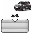 KINGSWAY® Car Window Foil Curtain Sticky Sun Shade Compatible with Citroen C3 Aircross, (Year 2023 Onwards), Universal Fit Sunshades for Front Window, Rear Window, Silver Color, 1 Piece