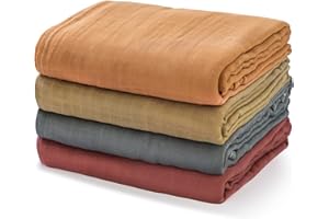 momcozy Chusta dla niemowląt, 120 x 120 cm, zestaw 4 sztuk, pieluchy muślinowe z bawełny i bambusa, bawełna ekologiczna, chusta do przewijania