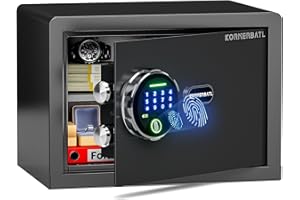 KORNERBATL Smart Biometric safe with fingerprint lock (9.84"H x 9.84"D x 13.78"W), Small Safe Box with Silent Mode & Backlit Keypad & LED Light, caja fuerte para dinero for Rich Person