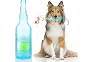 Glirop Dog Chew Toys, Squeaky Dog Toys with Tennis Ball Indestructible Bottle Puppy Toys for Small Medium Large Dog Outdoor Playing Training Chewing Dental Care Teeth Nteractive (Blue, Large)
