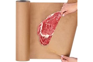 LATERN Brązowa rolka papieru kraftowego, 39 cm x 50 m, papier do pakowania żywności do grillowania i wędzenia mięsa - niebielony, niewoskowany i niepowlekany, z bawełnianym sznurkiem i taśmą 100 m