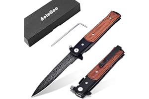 Aolegoo Navaja Plegable, Navaja de Una Mano con Clip, Navaja de Bolsillo, Camping Outdoor Secrurity (Marrón)