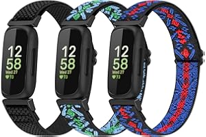 enkic 3 Pack Elastic Strap Compatible with Fitbit Inspire 3/Inspire HR/Ace 3, Adjustable Stretchy Nylon Sport Replacement Wristband for Men & Women