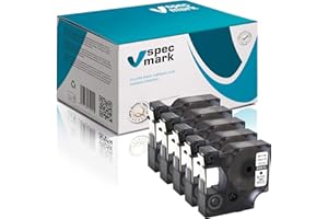 specmark - Etiquetas adhesivas para impresora DYMO D1 (12 mm, 1/2/3/4/5/10/20 unidades), color Cinta con texto en blanco y negro. 5 Stücke