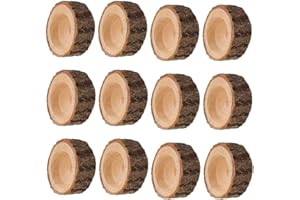 Tesytto Set di 12 portacandele in legno, portacandele votive personalizzate in legno naturale, portacandele vintage per centrotavola rustica per tavolo da pranzo, festa di nozze (2,36 x 0,98 pollici)