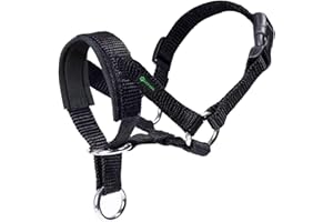 ILEPARK Dog Head Collar with Padded Fabric, Head Harness for Dogs, Anti pulling Head Halter Collar, Adjustable and Easily Control (M,Black)