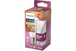 PHILIPS Ampoule LED Standard E27 - 100W Blanc Chaud Dépolie Verre Compatible Variateur - Verre