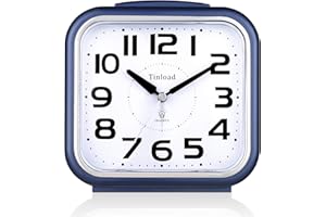 TINLOAD 14cm Leise Analog Wecker Ohne Ticken, Sanftes Aufwecken, Pieptöne, Lautstärke erhöhen, batteriebetriebene Schlummer- und Lichtfunktionen, Einfache Einstellung (Blau)