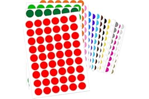 TingDongWei Etichette Adesive Bollini Colorati Rotonde, 864 PCS Rotonda Tenuta Etichette Adesivi Multiuso Scrivibili per Calendari Ufficio Manuale (16 Colori,20mm)