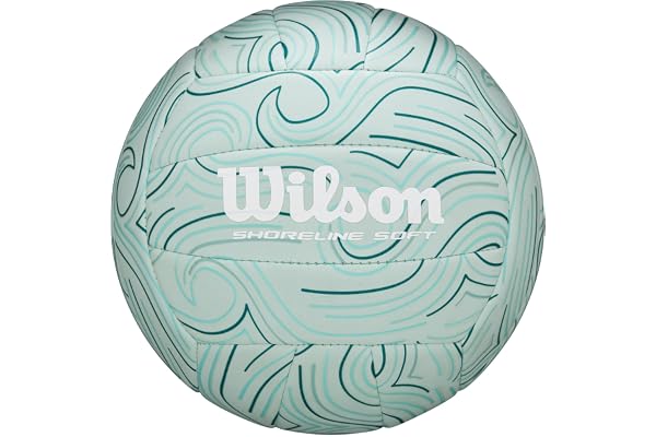 WILSON Shoreline Soft Gen Green, Ballon de Volley, Fabriqué À Partir de Matériau Durable en EVA Biosourcé, Offre Un Contrôle Doux, Couleur: Bleu Clair, Taille Officielle