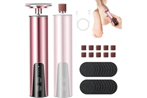 LEIORTUFA Lima Electrica pies Durezas, lima eléctrica recargable para pies, con hojas reemplazables de papel abrasivo, 6 velocidades para talones agrietados, callos, piel muerta (oro rosa)