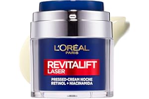 L'Oreal Paris Dermo Expertise Revitalift Laser Pressed Crema de Noche Con Retinol Y Niacinamida, 50 ml (Paquete de 1)