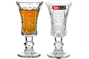 Srgeilzati Vasos de vino con tallo, vasos de jerez, juego de vasos de chupito, vasos de limoncello de 1.3 onzas (Juego de 12 unidades)