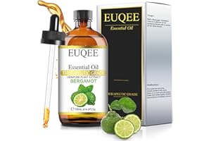 EUQEE Aceites Esenciales de Bergamota 118ml, 100% Bergamota Aceite Esencial Naturales de Grado Terapéutico, Aceites Esenciales para Humidificador, Perfectos para Aromaterapia, Masajes, Baño