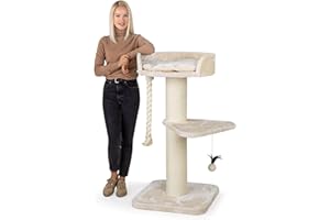 HAPPYPET Premium Kratzbaum Grosse Katzen Stabil 'Felix' - Katzenbaum, Kletterbaum, für Maine Coon, Natursisal, Dicke Stämme mit 18 cm, 120 cm Hoch