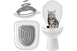 SUQ Cat Toilet Trainer, Cat Toilet Training Pack Kit De Nettoyage Réutilisable en Plastique, Cat Toilet Trainer, pour La Formation des Chats à l'Utilisation Facile à Nettoyer Cat Toilet Pack (Gris)