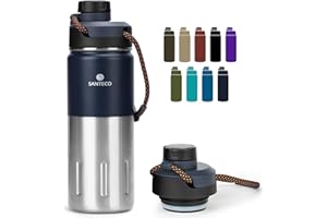 SANTECO Bottiglia Termica 500ml/710ml, Borraccia Acciaio Inox Senza Perdite, Bottiglia d'Acqua Sportiva per Bambini, Scuola, Sport, Campeggio, Yoga, Palestra, Ciclismo, Senza BPA