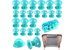 JANYUN 40 Stück Silikon Lockenwickler über Nacht Groß Magie Lockenwickler Haar Lockenwickler ohne Hitze Hair Curler für Lange Kurze Haare (Pale Cyan)