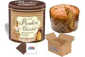 Boxed Treatz Lazzaroni Chiostro Di Saronno Chocolate Panettone with Chocolate Cream and Chocolate Chips in Metal Gift Tin, 1kg