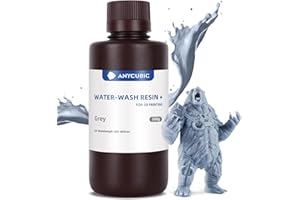 ANYCUBIC Water-Wash Resin, Żywica do Drukarek 3D, nie wymaga dodatkowego alkoholu i łatwa w czyszczeniu, o słabym zapachu, do drukarek 3D z żywicą LCD, Szary 500g