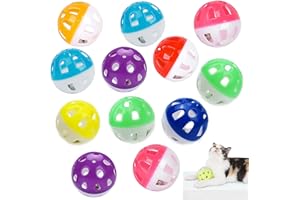 LeeQunQ 12 PCS Cat Toy Ball, Cat Balls Toy, Cat Toy Balls with Bell, for Indoor Pet Chase Pounce Rattle Play Toys(Random Color