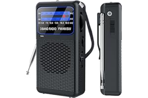 HANDSIDER AM FM SW 3 Band Pocket Radio, Portable Battery Operated Shortwave Radio, Back Clip Transistor radios with 3.5mm Earphone Jack, Emergency LED Flashlight for Camping, Home