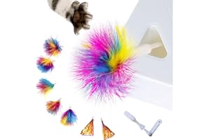 Migipaws Souris 7 Trous Whack-A-Mole,Accessoires de Plumes,6 pièces de Plumes Arc-en-Ciel + 2 pièces d'accessoires Mylar