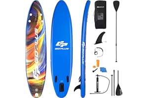 COSTWAY SUP Gonfiabile 335/320 cm, Stand Up Paddle Gonfiabile con Pinne, Leash, Pagaia, Pompa, Kit di Riparazione e Borsa, Carico Massimo 120 kg