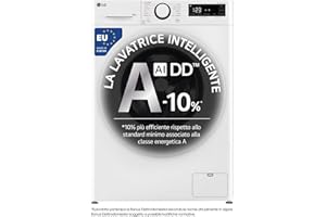 LG AI DD F4R3010NSWW Lavatrice Classe A -10%, Carica Frontale Serie R3, Lavatrice 10kg, 1400 giri, AIWash, Lavaggio a vapore, Motore Direct Drive, Smart Diagnosis, Libera installazione, Bianca