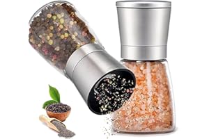 Gufoltie Salz und Pfeffermühle Set mit verstellbarem Keramikmahlwerk Edle Gewürzmühle aus Hochwertigem Edelstahl salzmühle für grobes salz