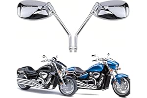 YUJYGAO Rétroviseur moto, rétroviseurs latéraux M10 Chrome Compatibles avec paquet de vis pour scooter Street Bike Cruiser Chopper Suzuki