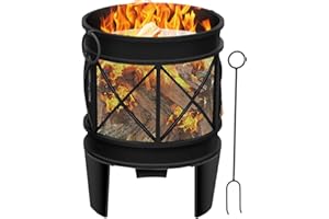 AMAGABELI GARDEN HOME Amagabeli Braciere da Giardino 58 x 42 cm Braciere da Esterno con Spark Screen e Attizzatoio Bracieri nero Color Multifunzionale per Riscaldamento Braciere