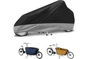 CONBLOM Cubierta para bicicleta de carga, cubierta impermeable de tela Oxford 420D, costuras interiores soldadas, garaje para bicicleta de carga, lona protectora para bicicleta de carga