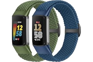 XANS Cinturino elastico intrecciato compatibile con Fitbit Charge 5/Fitbit Charge 6 per donne e uomini, Cinturino di ricambio sportivo in nylon regolabile e traspirante per Fitbit Charge 6 Charge 5