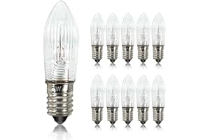 Luxvista 10-Pack 3W DC34V E10 Bombillas Velas Cambio para Cuentos de Hadas de Navidad, Arcos de Velas, Luces Garlands, Candelabros, E10 Bombillas Velas Incandescentes Regulable