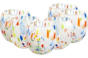 MurArt Bicchieri di Murano Set da 6 bicchieri da 400ml Collezione Marea in vetro soffiato a mano in lavorazione artigianale Made in Italy (Bianco, Bicchiere 6pz)